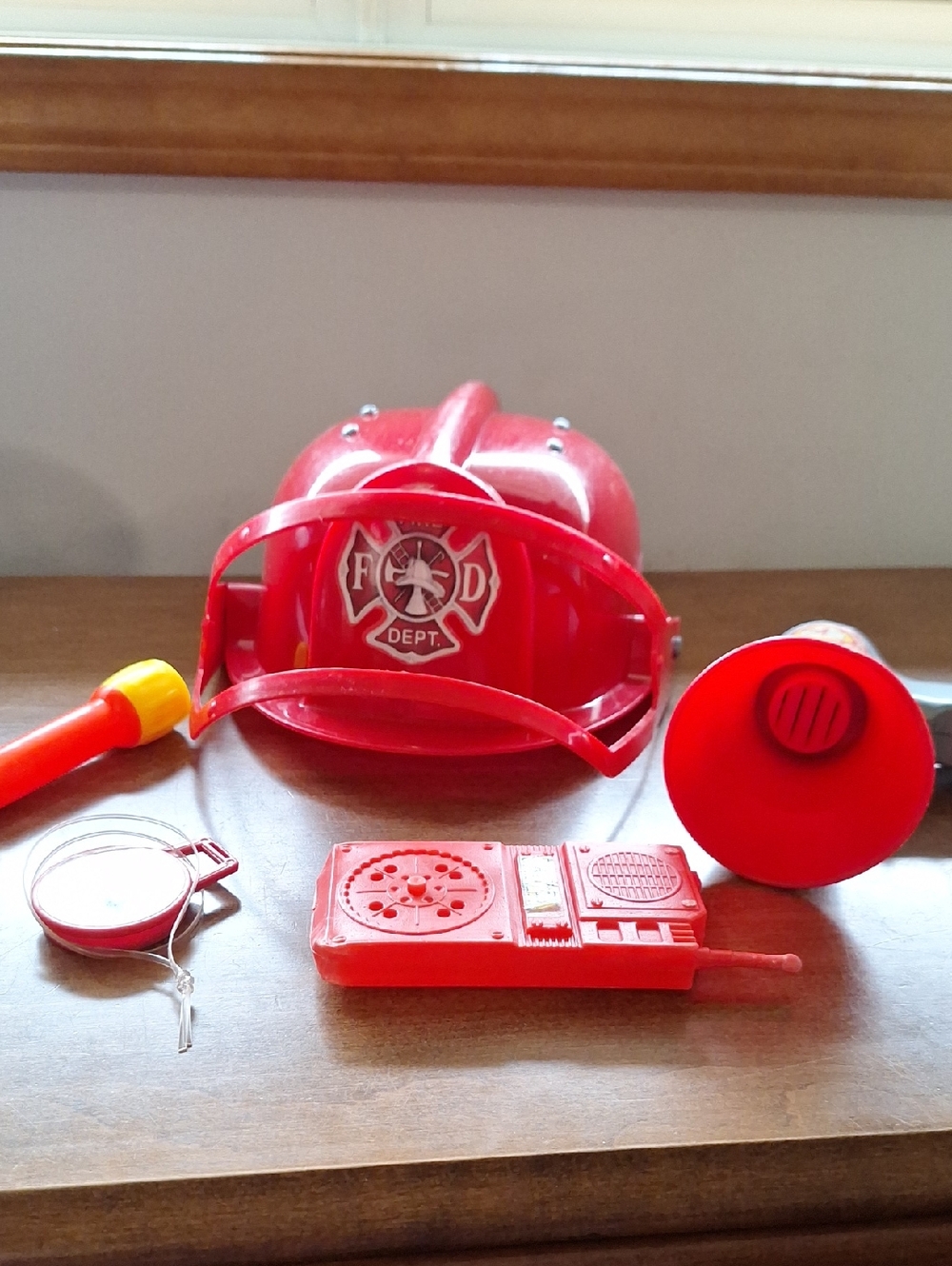 Kids Firefighter Helmet And Accessories - Red